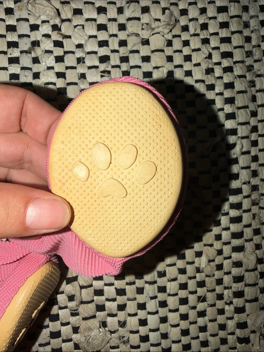 Dog pink rubber Sole Booties with Yellow Grip